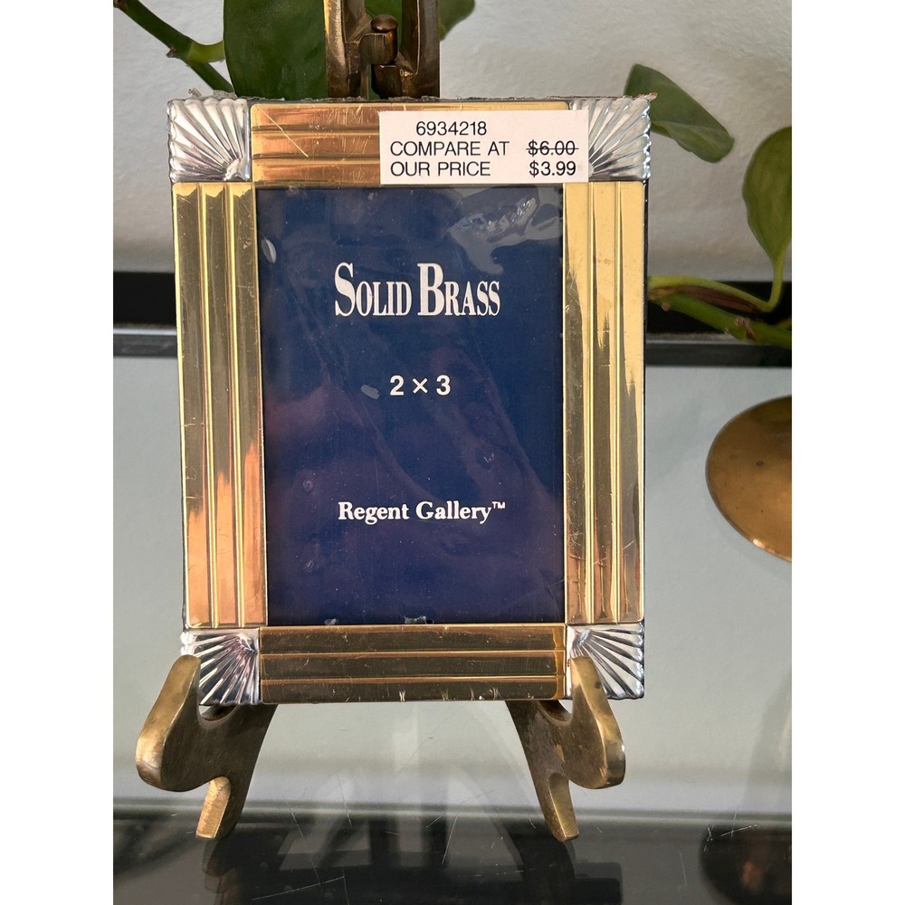 Regent Gallery Solid Brass 2x3 Two Tone Picture Frame Art Deco Style